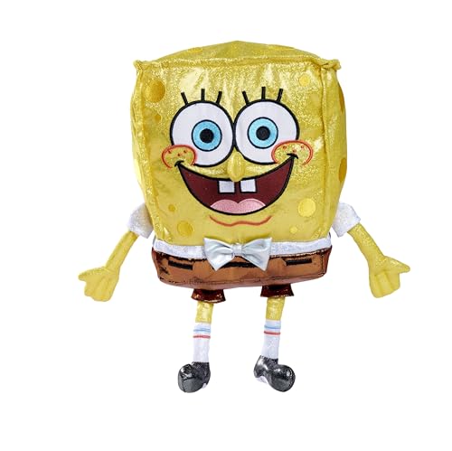 Sponge Bob Jubiläumsplüsch, 30cm, glitzernder SpongeBob Plüsch zu Ehren des 25. Jubiläums der TV-Serie, für Kinder ab den ersten Lebensmonaten geeignet, Gelb von Simba