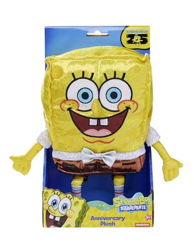 Sponge Bob Jubiläumsplüsch, 30cm, glitzernder SpongeBob Plüsch zu Ehren des 25. Jubiläums der TV-Serie, für Kinder ab den ersten Lebensmonaten geeignet von Simba