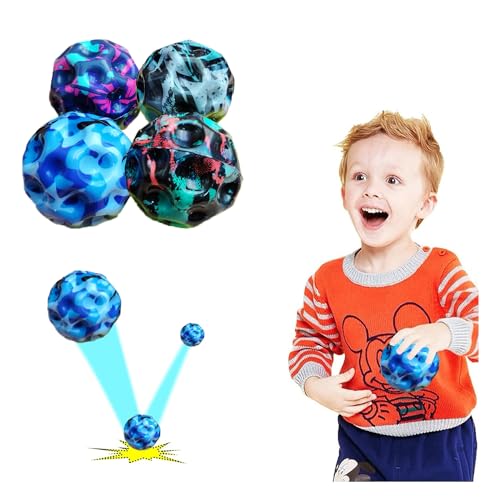 4 Stück Spaceball Moon Ball, Spaceball Super High Bouncing, Springender Ball, Hohe Sprünge Gummiball, Spaceball Spielzeug für Kinder im Freien Party Gift von Simllyda