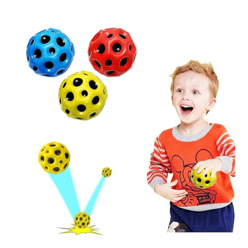 3 Stück Spaceball Moon Ball, Spaceball Super High Bouncing, Hohe Sprünge Gummiball, Springender Ball, Spaceball Spielzeug für Kinder im Freien Party Gift von Simllyda