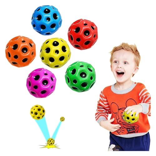 6 Stück Spaceball Moon Ball, Hohe Sprünge Gummiball, Spaceball Super High Bouncing, Springender Ball, Spaceball Spielzeug für Kinder im Freien Party Gift von Simllyda