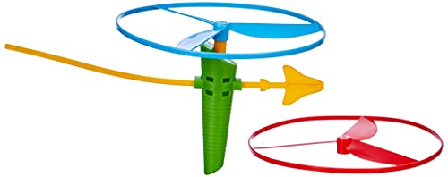 Lena 61290 - Propeller Flugspiel Fly HIGH, Flugspielzeug mit 2 Rotoren ca. 18 cm und Startervorrichtung, Propellerspiel mit Kindersicherung, Outdoor und Indoor Flugspielset für Kinder ab 3 Jahren von Lena