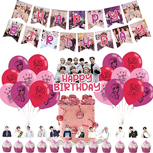 32PCS Stray-K Geburtstagsdeko Luftballons,Stray-K Geburtstag Deko,Stray-K Party Dekoration Stray-K Kuchendeko Cupcake Topper von Simmpu