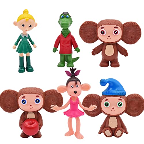 Simmpu 6 Pieces Monkey Figuren Toys,Großohriger Affe Mini Figures Set,Monkey Cake Topper,PVC Anime Figure Model,Party Cake Decoration Monkey Cake Topper for Children Birthday Party Dekoration von Simmpu