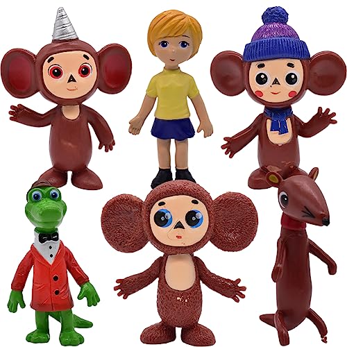 6 Pieces Monkey Mini Figuren Toys,Großohriger Affe Figures Set,Monkey Cake Topper,PVC Anime Figure Model,Party Cake Decoration Monkey Cake Topper for Children Birthday Party Dekoration von Simmpu