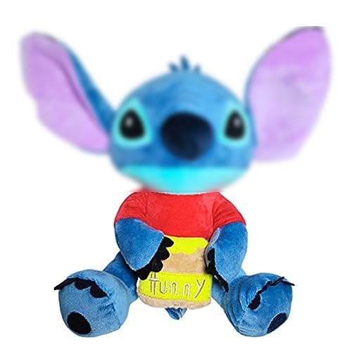 Blue Sti-tch Plush Toy, Sti-tch Kuscheltier Kawaii Sti-tch Starry Eyes 3D Plüsch-Überwurfkisse PP Baumwollfüller Kinderspielzeug for Cuddly Toy Lovers Children's Toy Gift Filled 28cm von Simmpu