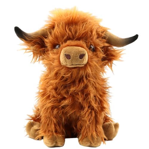 Hochlandkuh Plüschtier,Highland Cow Soft Plüsch Spielzeug,Highland Cow Soft Plush Toy,Realistische Hochlandrinder Plüschtiere Kinder Figur Spielzeug Rind Kuschel Langhaar Stier Plüschtier für Kind von Simmpu