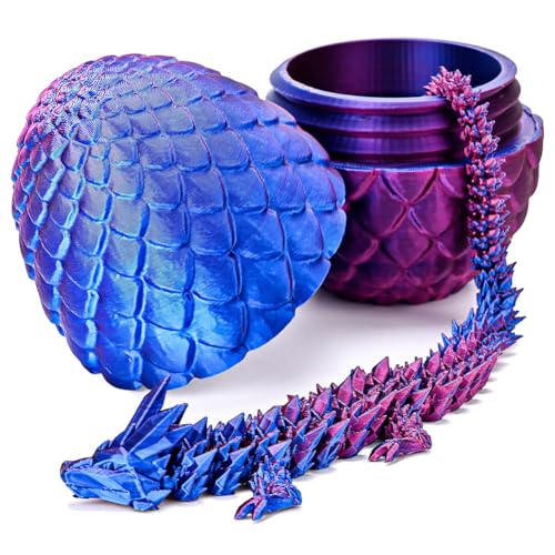 Simmpu 3D Gedrucktes Drachenei,Drachenei Mit Drache Bewegliche Gelenke Drache Figuren Mit Ei Geheimnisvolle Drachen Spielzeug Überraschung Easter Dracheneier Für Autos Büros Häuser (Laser Purple) von Simmpu