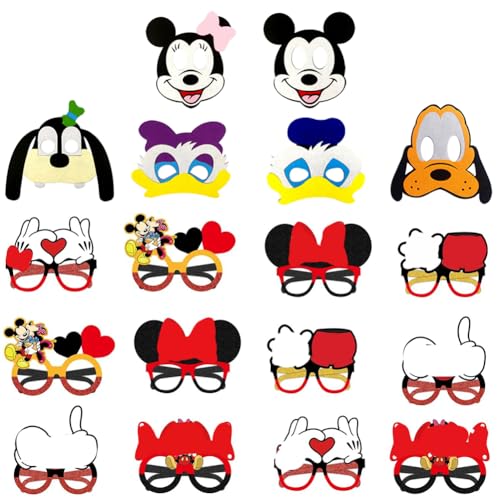 Simmpu 6 Stück Cartoon Animal Kinder Party Masken,Masken Geburtstag, mit 12 Stück Kreative Papierbrille, Papier Party Brille, für Kinder Geburtstag, Foto Requisiten Accessoires von Simmpu