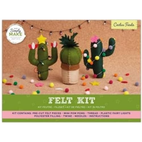 Simply MAKE Filz-Kaktus, 3er-Set, Filz-Bastelset für Erwachsene und ältere Kinder, schöne Dekorationen für Ihr Zuhause, Küchenzubehör, Filzhandwerk ist ein tolles Geschenk, ideales Hobby von Simply MAKE