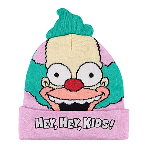 Simpsons The Krusty Beanie Hat Krusty The Clown Homer Bart und Lisa Hat - Hey, Hey, Kids! Erwachsene Beanie (Grün Pink), Grün/Rosa, Einheitsgröße von Simpsons