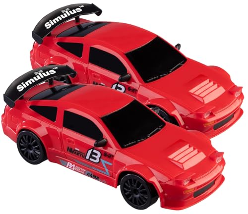 Simulus Rennauto: 2er-Set ferngesteuerte Drift-Sportwagen mit LED Beleuchtung, rot (RC Drift Autos mit LED-Beleuchtung, Racing Car) von Simulus