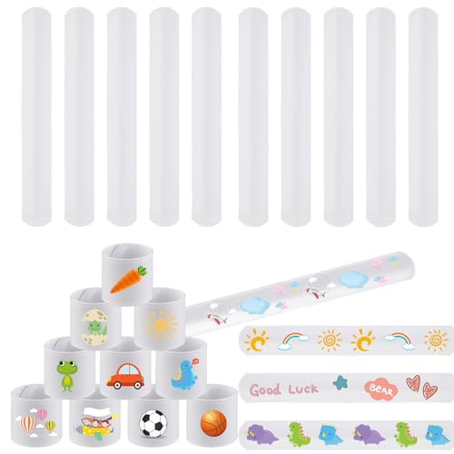 Schnapparmband Kinder Set,24 PCS Weiße Slap-Armbänder zum Selbermachen Blanko Party-Armband Schnappband für Weihnachten Kindergeburtstag Jungen und Mädchen Schnapparmband Kinder Set,24 PCS Weiße Slap-Armbänder zum Selbermachen Blanko Party-Armband Schnappband für Weihnachten Kindergeburtstag Jungen und Mädchen von SinChic