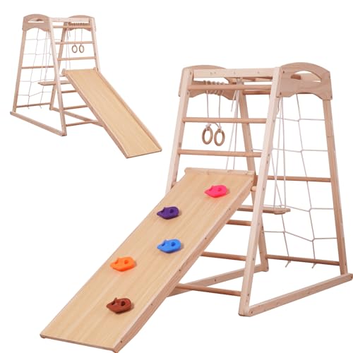 Sinbide 7-in-1 Multifunktionales Hochwertiges Holz-Klettergerüst, Kinder-Indoor-Turnhalle mit Rutsche, Kletternetzen, Kletterfelsen, Turnringen, Stangen, Leitern und Schaukeln,mittelgroße Spielplätze Sinbide 7-in-1 Multifunktionales Hochwertiges Holz-Klettergerüst, Kinder-Indoor-Turnhalle mit Rutsche, Kletternetzen, Kletterfelsen, Turnringen, Stangen, Leitern und Schaukeln,mittelgroße Spielplätze von Sinbide