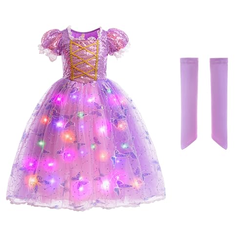 Sincere Party Deluxe Light Up Lila Rapunzel Kleid, Luxus Prinzessin Kostüm Kleid für World Book Day, Halloween und mehr 5-6 Jahre von Sincere Party