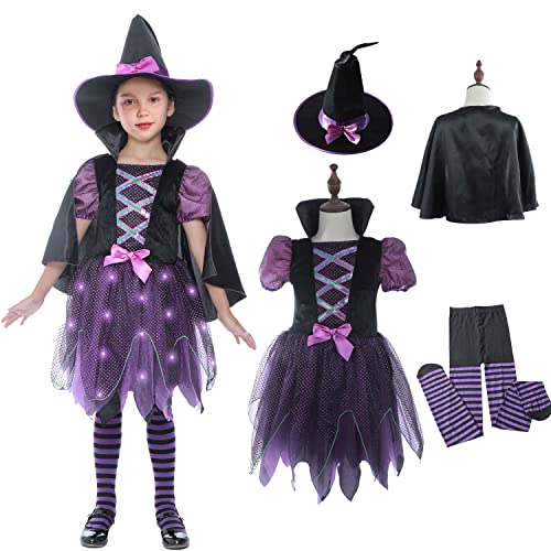 Sincere Party Deluxe leuchtendes lila Hexenkostüm für Mädchen Halloween mit Hut 3-4 Jahre von Sincere Party