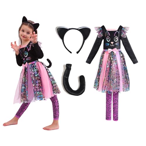 Sincere Party Mädchen Glamourös Katze Kleid mit Schwanz, Stirnband 7-8 Jahre Sincere Party Mädchen Glamourös Katze Kleid mit Schwanz, Stirnband 7-8 Jahre von Sincere Party