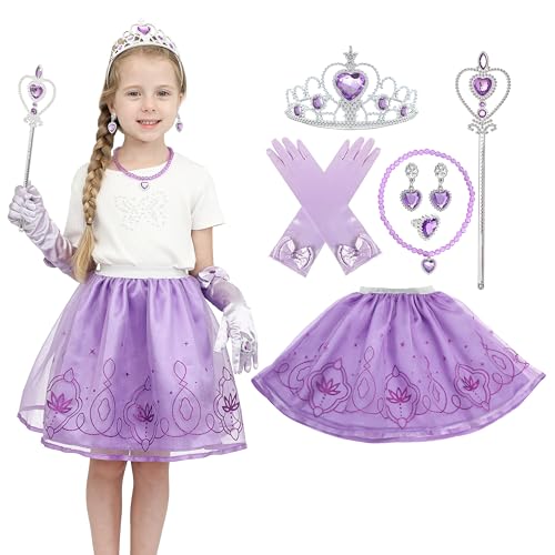 Sincere Party Mädchen Prinzessin Kostümzubehör Fancy Dress Up Cosplay Exquisite Match Sets, Rapunzel Tutus Set für Mädchen 3-8 Jahre lila von Sincere Party