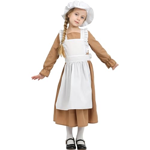 Sincere Party Mädchen Victorian Kostüm Baumwolle Kleid World Book Day Week Mädchen Fancy Kleid Braun S 4-6 von Sincere Party