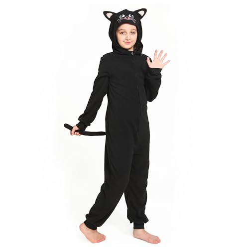 Sincere Party Schwarze Katze Onesie Fleece Katze Kostüm für Unisex Kinder 2X-Groß (12-14) von Sincere Party