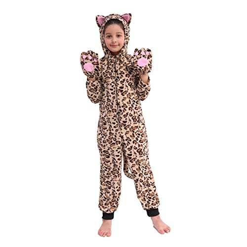 Sincere Party Vlies Katze Einteiler Kostüm Leopard-Katze Halloween Kostüm für Kinder 2X-Groß (12-14) von Sincere Party