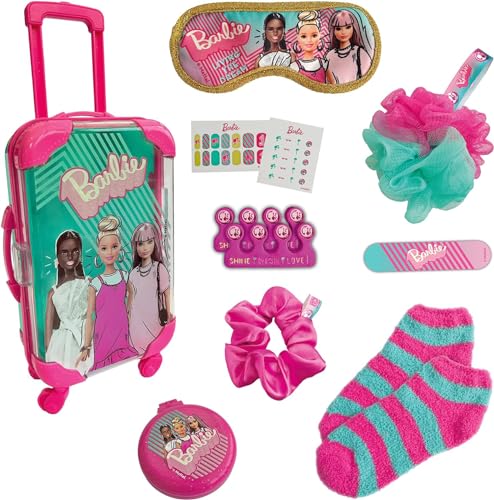 Sinco Creations Barbie Sleepover-Set mit Trolley-Tragetasche und Barbie-Zubehör, Fantasiespiel, Rollenspiel, Kinderspielzeug, Rollenspiel, Rollenspiel, ab 3 Jahren, Rosa von Sinco Creations