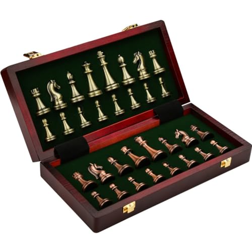 Sindigner Schach Retro Brettset für Erwachsene Schach Faltbares tragbares Schachspiel für Turnieranfänger 30,5 cm 2 Spieler von Sindigner