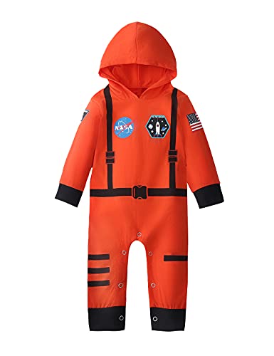 Singcoco Baby-Halloween-Kostüm, Outfit für Neugeborene, Jungen, Mädchen, Astronauten-Kostüm (Orange, lang, 3–6 Monate) von Singcoco