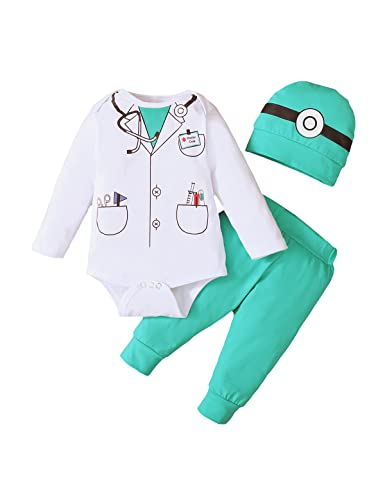 Singcoco Baby Jungen Kostüm Outfit Neugeborene Uniform Kostüm mit Hut Arzt 0-3 Monate von Singcoco