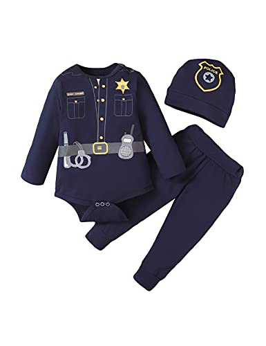 Singcoco Baby Jungen Kostüm Outfit Neugeborene Uniform Kostüm mit Hut Polizei 12-18 Monate von Singcoco