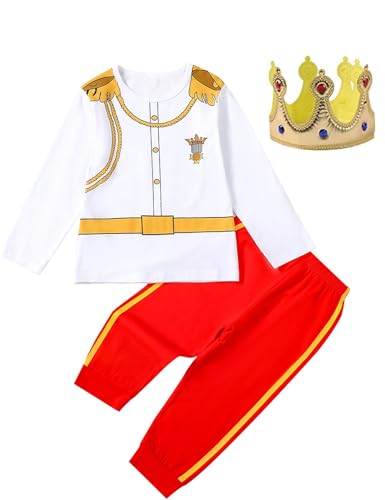 Singcoco Little Boy Halloween-Kostüm, Outfit für kleine Kinder, charmantes Kostüm (roter Prinz, 4 T), Red-Prince, 4 T von Singcoco