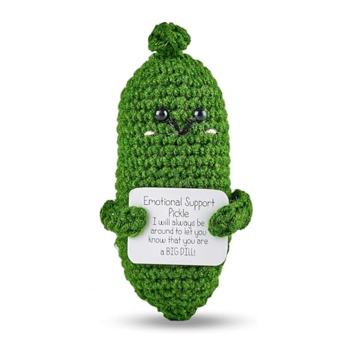 Sinirttou Pocket Hug Positive Saure Gurken,Kreative Strickwolle Gurken Puppe,Kleine Umarmung Pocket Hug Gurken Glücksbringer,Gute Besserung Geschenk,Mutmacher Geschenk,Glücksbringer Prüfung Geschenk von Sinirttou