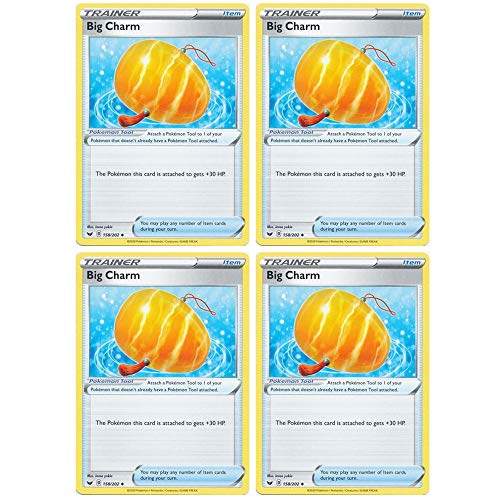 Pokemon Card - Big Charm - Sword and Shield Base - x4 Card Lot Playset - 158/202 Uncommon von Sinoeem