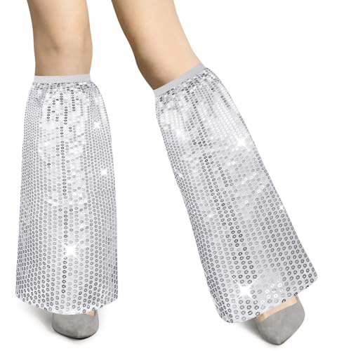 Sintege 1 Paar Pailletten Beinstulpen für Damen Disco Accessoires 70er Jahre Kostüm Retro Pailletten Beinwärmer Glitzer Stulpen für Frauen Disco Karneval Mottoparty Fasching Party Kostüm von Sintege