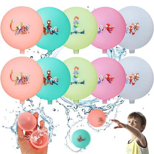 10 Stück Wiederverwendbare Wasserballons, Wasserbefüllung Silikon Wasserball, Schnell Befüllbare Wasserbomben, Silikon Wasserbomben für Kinder Erwachsene, Wasserbomben für Outdoor, Wasserpark (Spider) von Sinwind