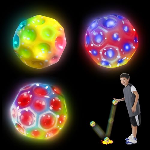 3 Stück Leuchtender Moon Ball, Moonball Hohe Sprünge Gummiball Space Ball, Galaxy Ball 7 cm Bounce Ball Bouncing Ball für Kinder, Astro Bouncy Balls for Kids Gift (A) von Sinwind