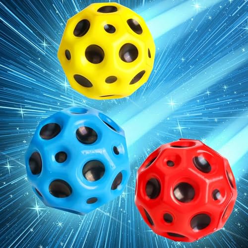 Ball, 3 Stück Moon Ball, Moonball Hohe Sprünge Gummiball Space Ball, Galaxy Ball 7 cm Bounce Ball Bouncing Ball für Kinder, Space Theme Bouncy Balls, Astro Bouncy Balls for Kids Gift von Sinwind