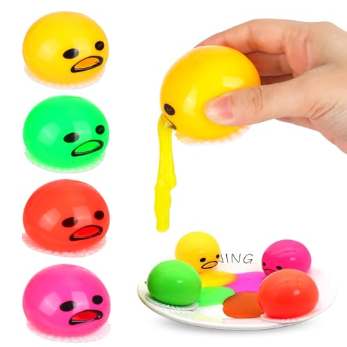 Eigelb Stressball, 4 Stück Vomiting Egg Toy Puking Ball, Eigelbdruckkugel, Erbrechen Saugen Eigelb Ball Spielzeug Squeeze Toys, Spielzeug zum Stressabbau Kinder Erwachsene, Kniffliges Spiel Prank Toys von Sinwind