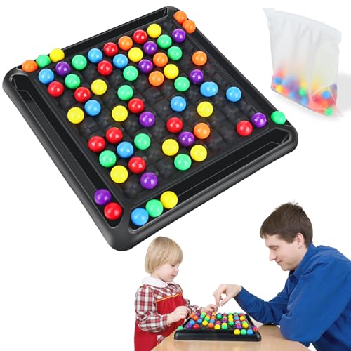 Intellektuelles Schachbrett Doppelduell, 80 Stück Rainbow Ball Elimination Brettspiel, Rainbow Ball Brettspiel für Kinder Erwachsene, Schachbrett Bunte Kugeln Intellectual Chessboard (2-4 Personen) von Sinwind