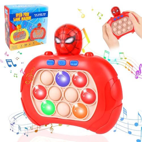 Quick Push Game for Kids & Adults, Quick Push Game Fidget Toys, Pop it Fidget Spielzeug, Quick Push Pop-It, Pop It Elektronisches Spiel, Elektronisches Sensorspiel, mit Musik und Licht (Rot SPI-der) von Sinwind