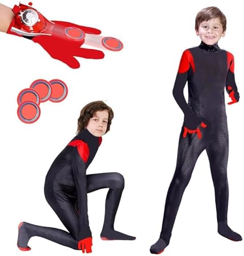 Spiderman Kostüm Kinder, Kinder Kostüm Spiderman, Spider Superheld 3D Anime Anzugfür Bodysuit Miles Morales, Junge Spiderman Cosplay Party Ankleiden Jumpsuit von Sinwind