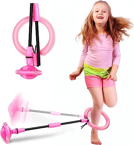 Springring Fußkreisel Kinder, Swing Wheel mit Lichtrad, Swing Wheel Kinder, Faltbarer Springender Ball Blinkender, Geeignet für Geschenk Kinder 6 ab 10 Jahre (Rosa) von Sinwind