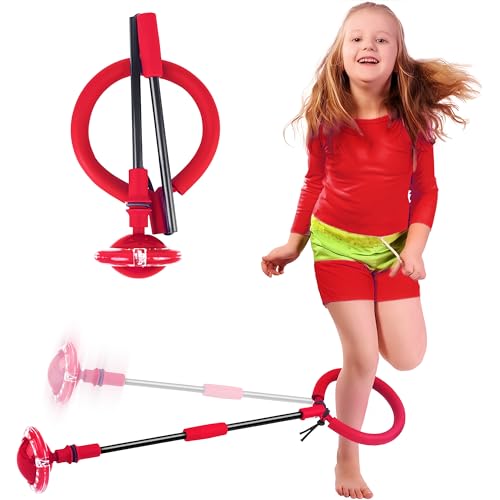 Springring Fußkreisel Kinder, Swing Wheel mit Lichtrad, Swing Wheel Kinder, Faltbarer Springender Ball Blinkender, Geeignet für Geschenk Kinder 6 ab 10 Jahre (Rot) von Sinwind