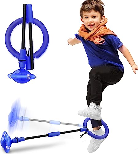 Springring Fußkreisel Kinder, Swing Wheel mit Lichtrad, Swing Wheel Kinder, Faltbarer Springender Ball Blinkender, Geeignet für Geschenk Kinder 6 ab 10 Jahre (Blau) von Sinwind