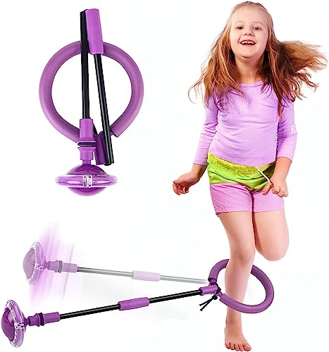 Springring Fußkreisel Kinder, Swing Wheel mit Lichtrad, Swing Wheel Kinder, Faltbarer Springender Ball Blinkender, Geeignet für Geschenk Kinder 6 ab 10 Jahre (Lila) von Sinwind