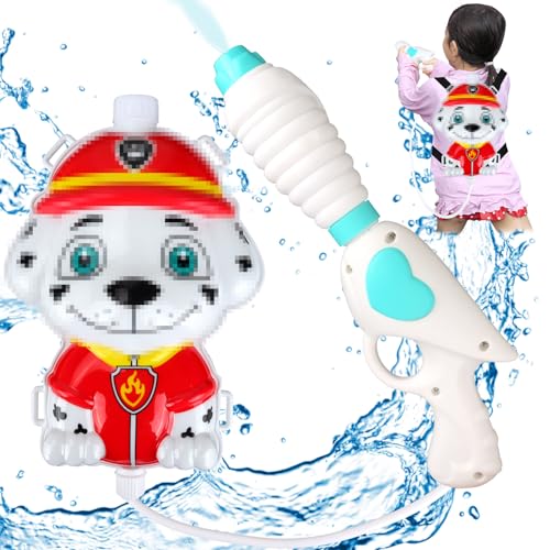 Wasserpistole Kinder mit Tankrucksack, 2200ML Hund Patrol Wasserspritzpistole, Verstellbaren Riemen Wasserpistole Große Reichweite 6-10 Meter, Wasserspielzeug für Sommer, Strand, Pool, Gartenparty (A) von Sinwind