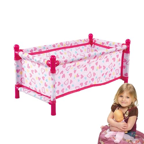 Babypuppenbett, Rosa Babypuppenbett, Babypuppenbetten Und -wiegen, Wiegenbett, Rollenspielspielzeug, Simulation M-ini Puppenbett, Kinderzimmer Puppenautobett, Puppenkinderbett von Sionhiuo