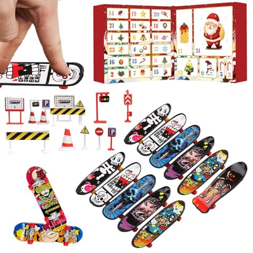 Finger Skateboard Adventskalender, mi-NI Finger Skateboard Adventskalender, Finger Skateboard Adventskalender, 24-TA-ge Adventskalender Mit Buntem Fingerbrett, Für Kinder Und Teenager von Sionhiuo