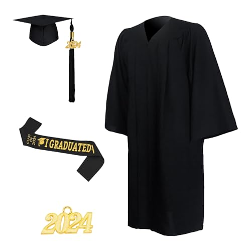 Sionhiuo Abschlusskleid und Mütze 2024, Unisex-Abschluss-Bachelor-Kostüm-Set für Erwachsene, Abschlussfeier der High School, Universität Sionhiuo Abschlusskleid und Mütze 2024, Unisex-Abschluss-Bachelor-Kostüm-Set für Erwachsene, Abschlussfeier der High School, Universität von Sionhiuo