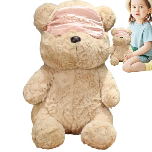 Sionhiuo Braunbär-Plüschtier,Bär-Plüschtier | Entzückende Bear Wear Masque Plüschtiere - Bärenpuppe, entzückende Bärenpuppe, weiches Kissen, Tier, Stofftier, 34,9 cm, für Heimdekoration von Sionhiuo